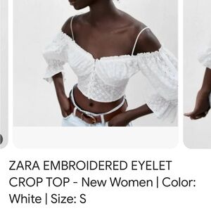 Zara White Eyelet Off-Shoulder Top